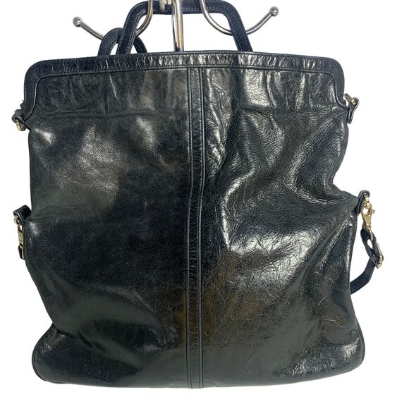 $465 ARZA DESIGN Messenger Laptop / Convertible Bag Distressed Black Leather - Picture 1 of 11